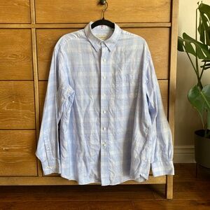 Tommy Bahama Shirt Mens Sz 16 34-35 Dress Button Front Long Sleeve Blue Check